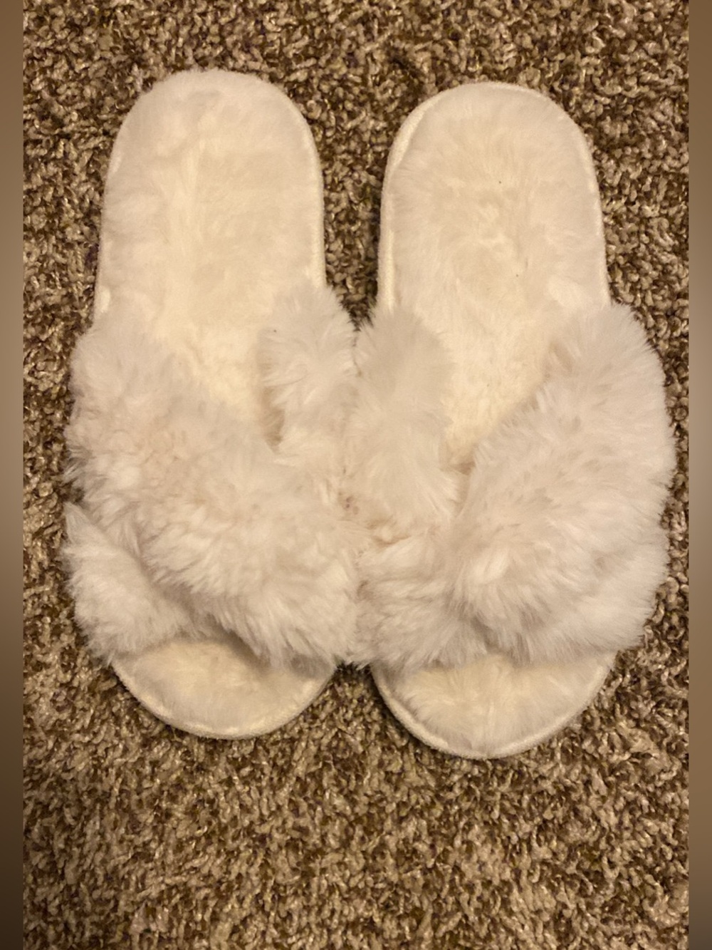 Plush Faux Fur Slide Slippers for Women - Cream